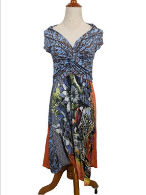 Save The Queen Women's Dress Size XL Floral Mesh Cutout Stretch Y2K Italy